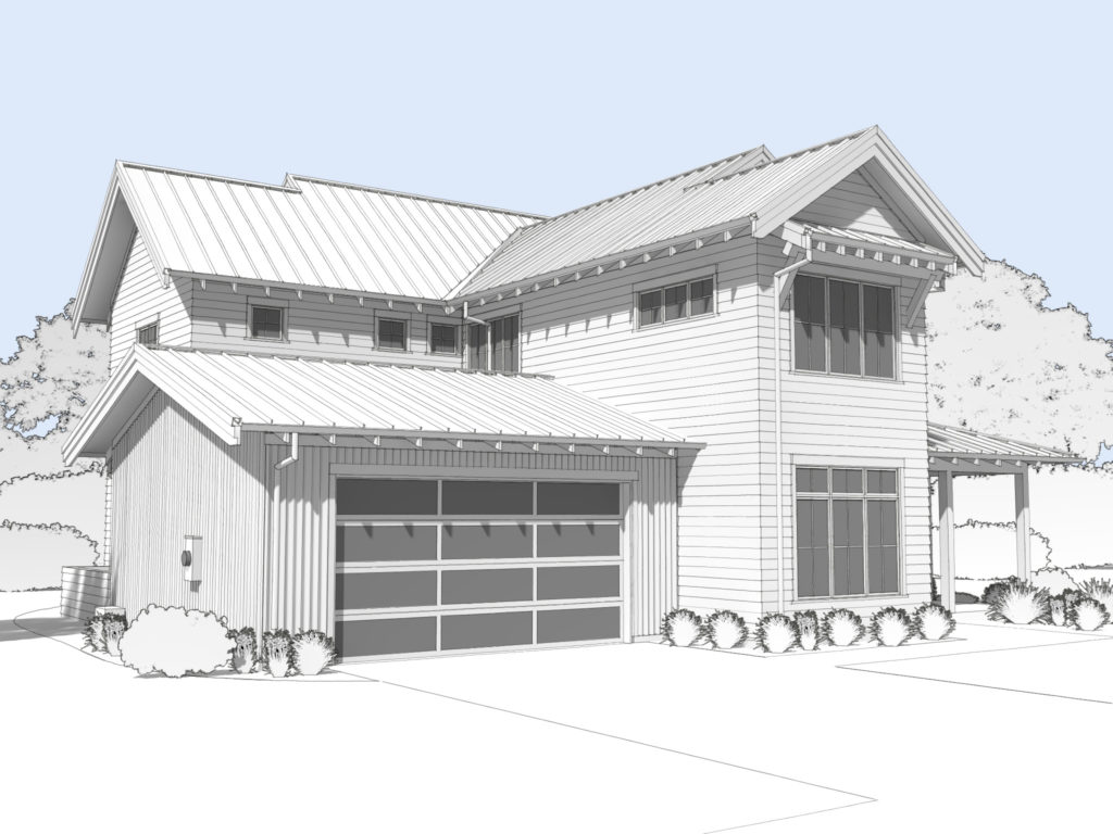 Modern farmhouse rendering