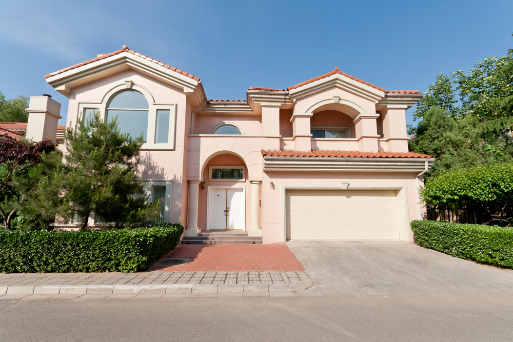 Exterior of Mediterranean style house.