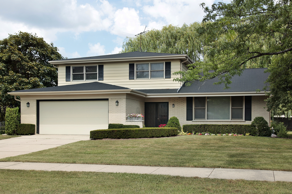 Exterior of mid century modern style house.